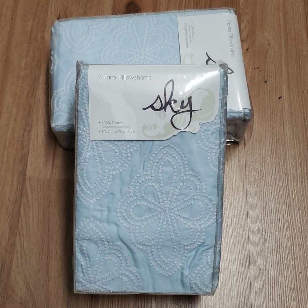 Sky Jardin Euro Pillowcases- Light Blue, 2 Pc